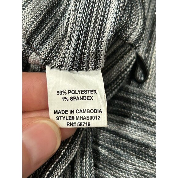 Striped Infinity Scarf Black Gray Wrap Shawl Polyester Blend Comfort Cozy - Picture 4 of 7